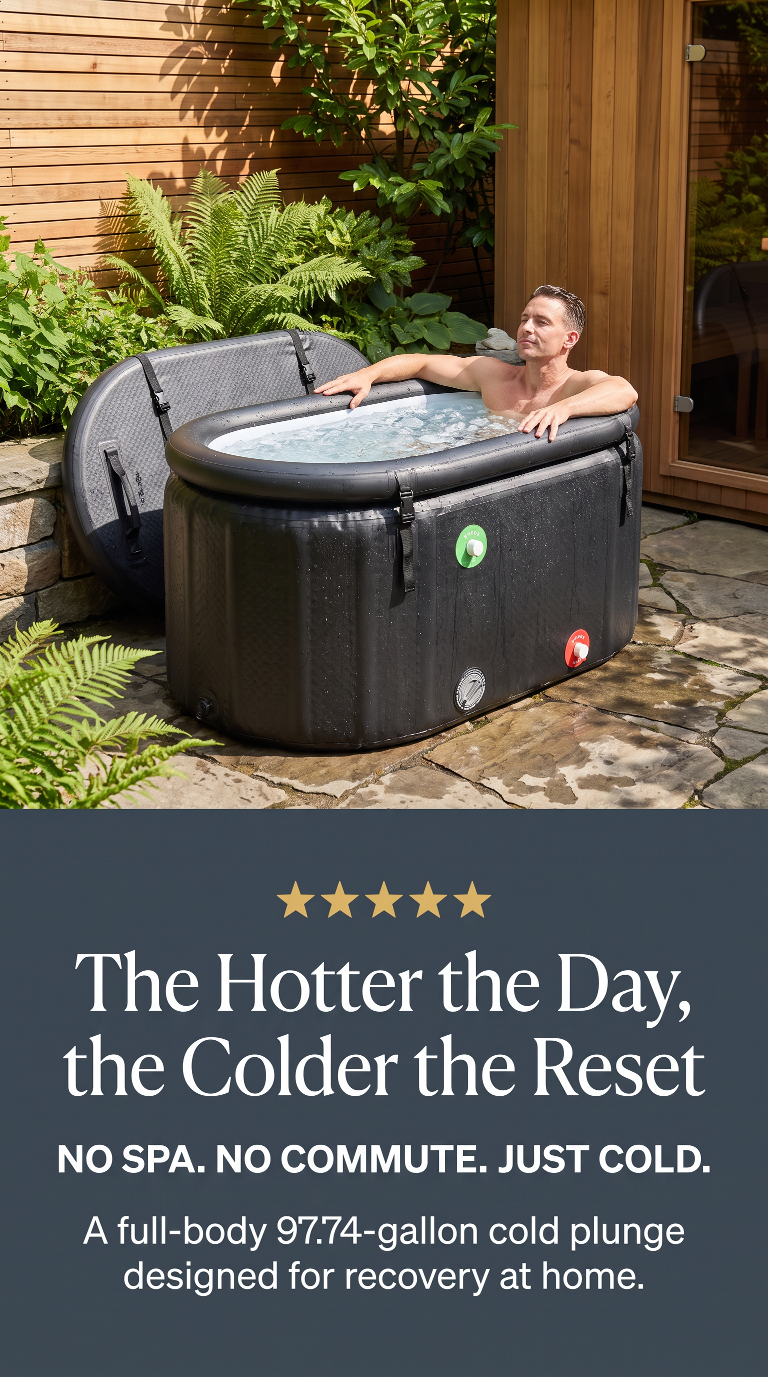 Portable Inflatable Ice Bath Tub | 97.74 Gal Cold Plunge for Athletes | Indoor & Outdoor