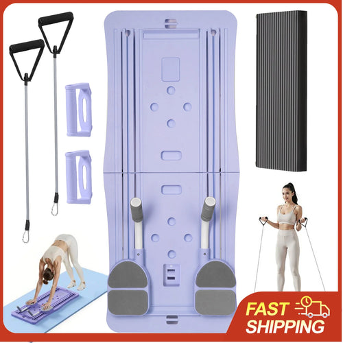 Foldable 4-in-1 Pilates Board | Ab Wheel, Resistance Bands & Push-Up Trainer