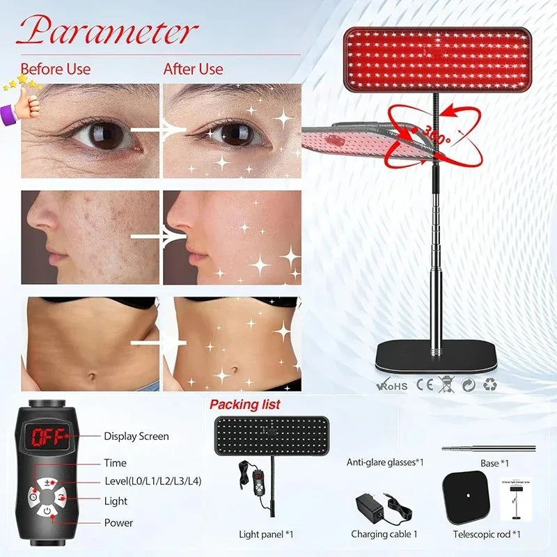 Red Light Therapy Panel | 126 LED 660nm & 850nm | Full Body Pain Relief & Skin Rejuvenation